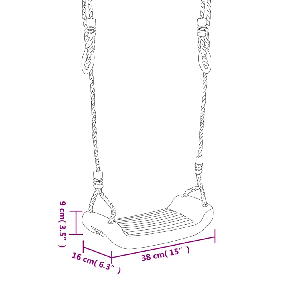 vidaXL Schaukelsitze mit Seilen 2 Stk. Blau 38x16 cm Polyethene - Image 6
