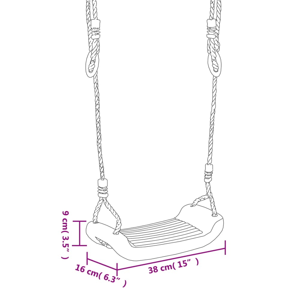 vidaXL Schaukelsitze mit Seilen 2 Stk. Blau 38x16 cm PE - Image 4
