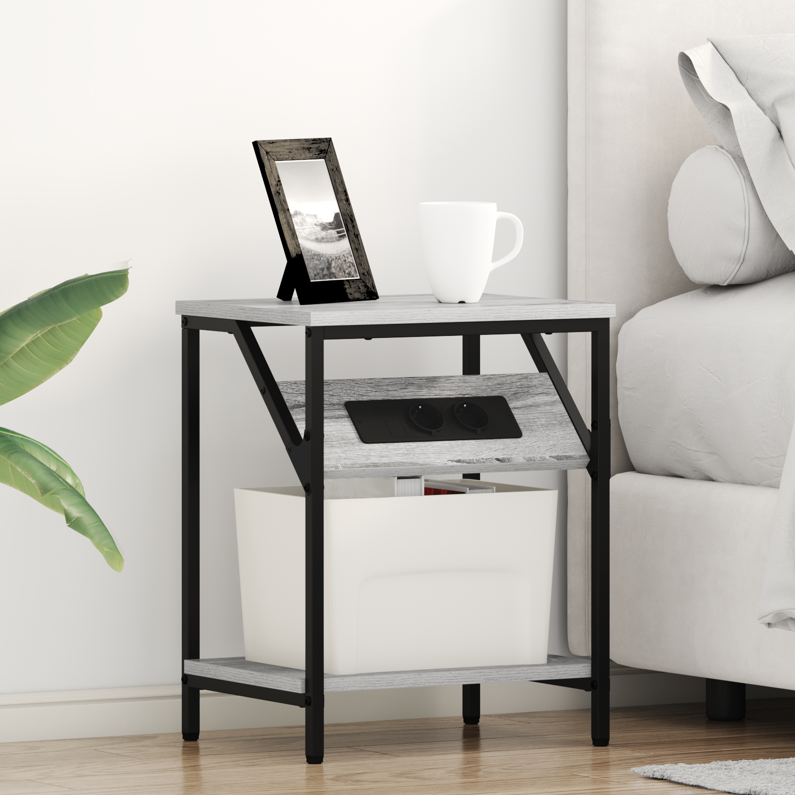 Comodino 2 Pcs Grigio Sonoma 38 X 30 X 48 Cm Legno Multistrato