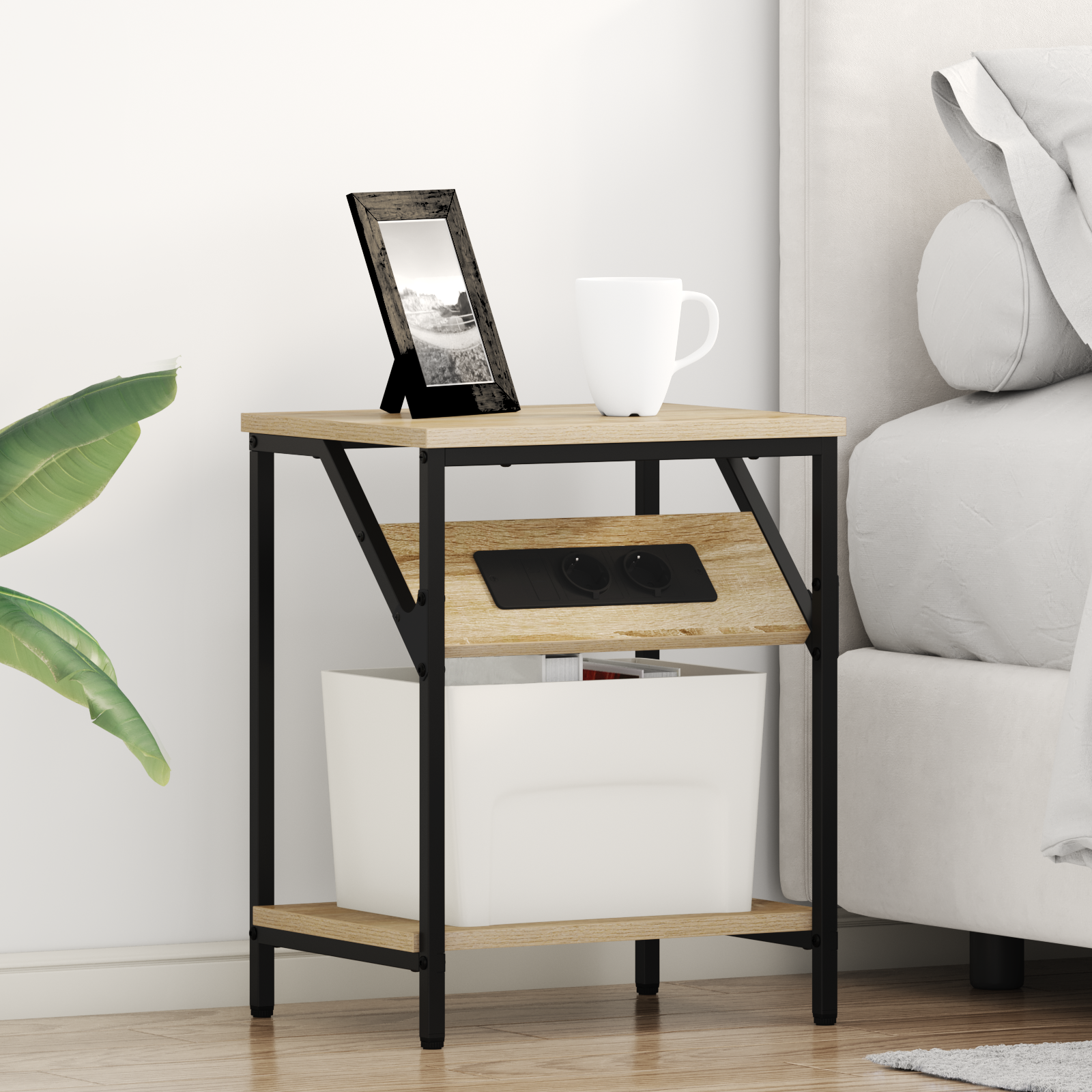 Comodino 2 Pcs Rovere Sonoma 38 X 30 X 48 Cm Legno Multistrato