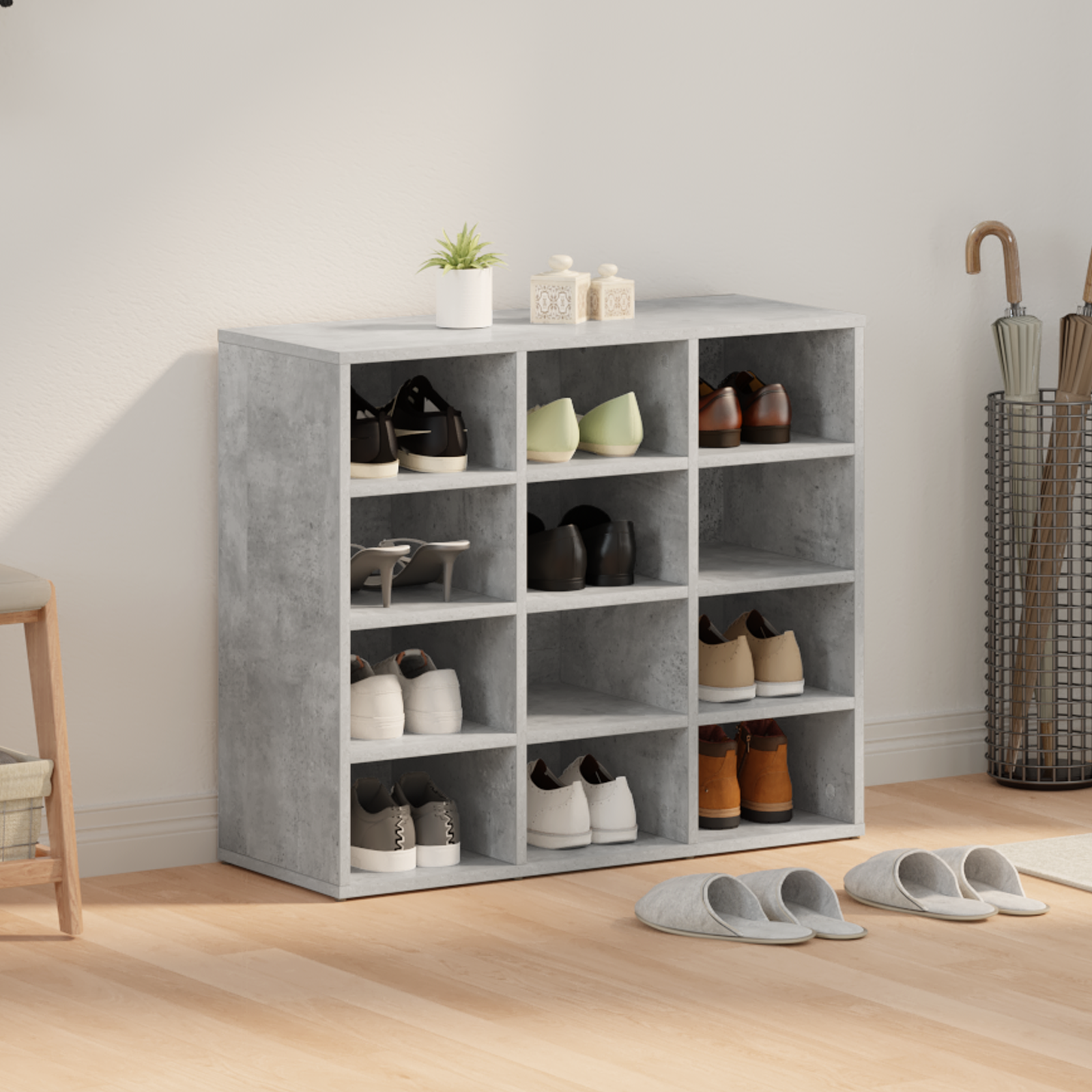 Mobile Per Scarpe Grigio Cemento 77,5 X 30 X 67 cm - Image 4