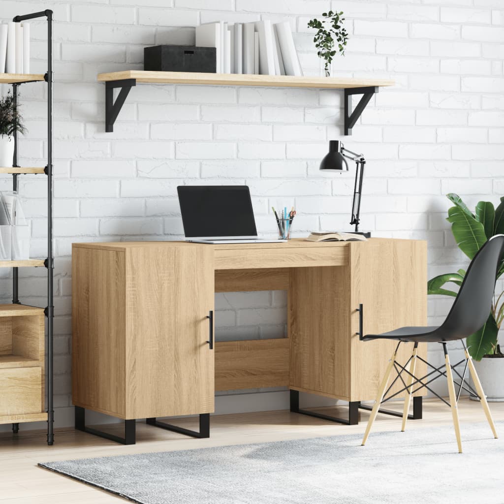 Scrivania Rovere Sonoma 140x50x75 Cm In Legno Multistrato
