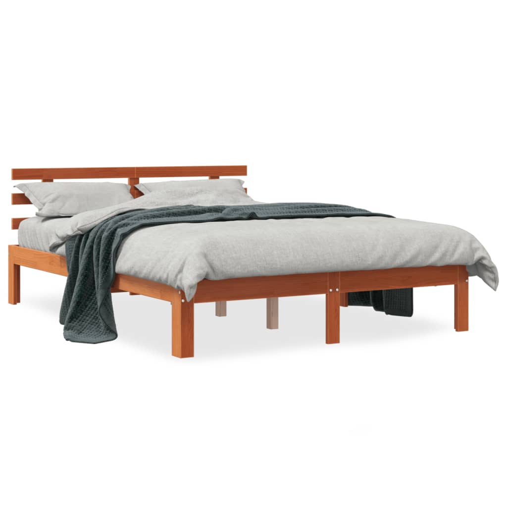 Letto Senza Materasso Marrone Cera 120x190 Cm In Legno Di Pino - Image 2