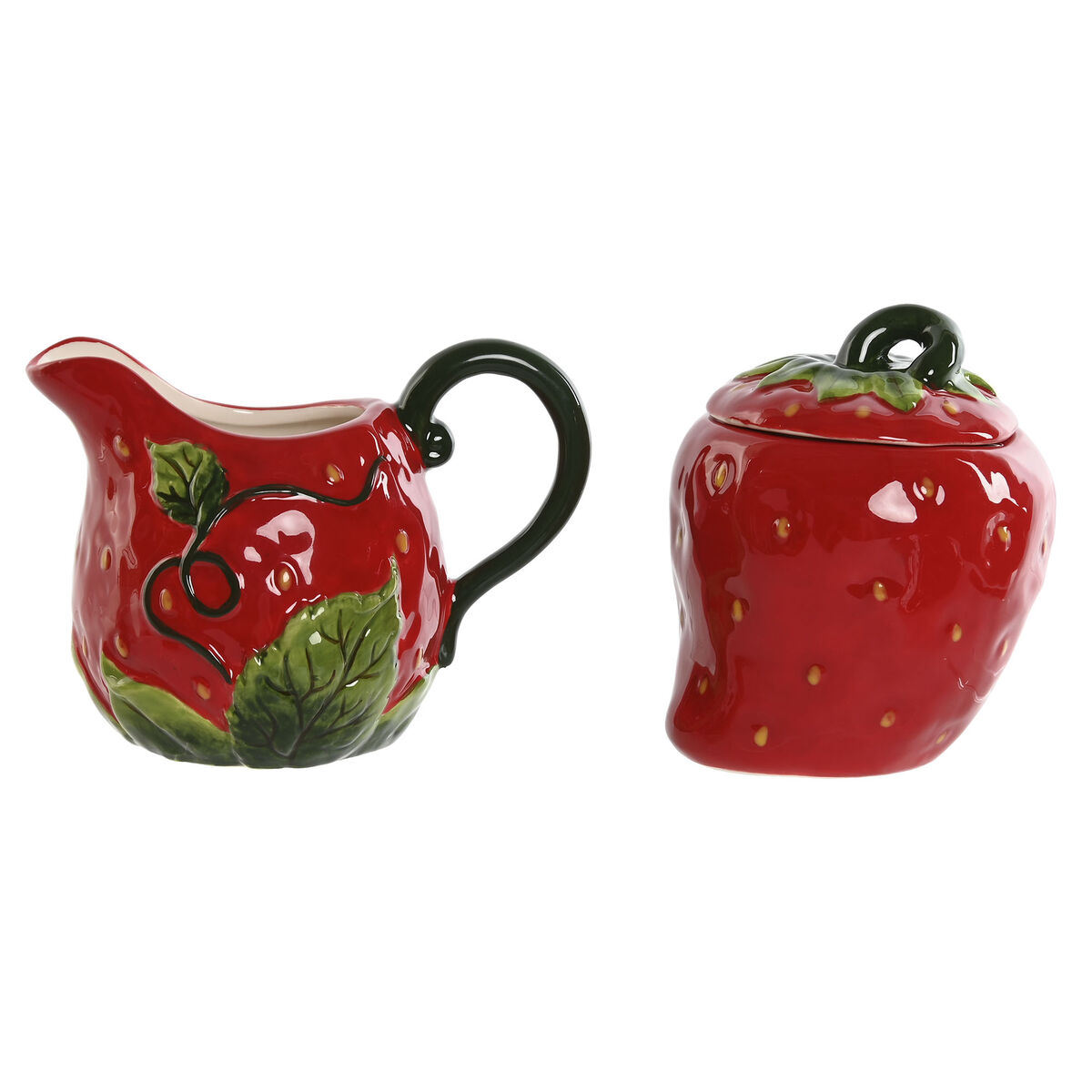 Porta Latte E Zucchero Home Esprit Rosso Gres 15 X 10 X 11 Cm 2 Pezzi