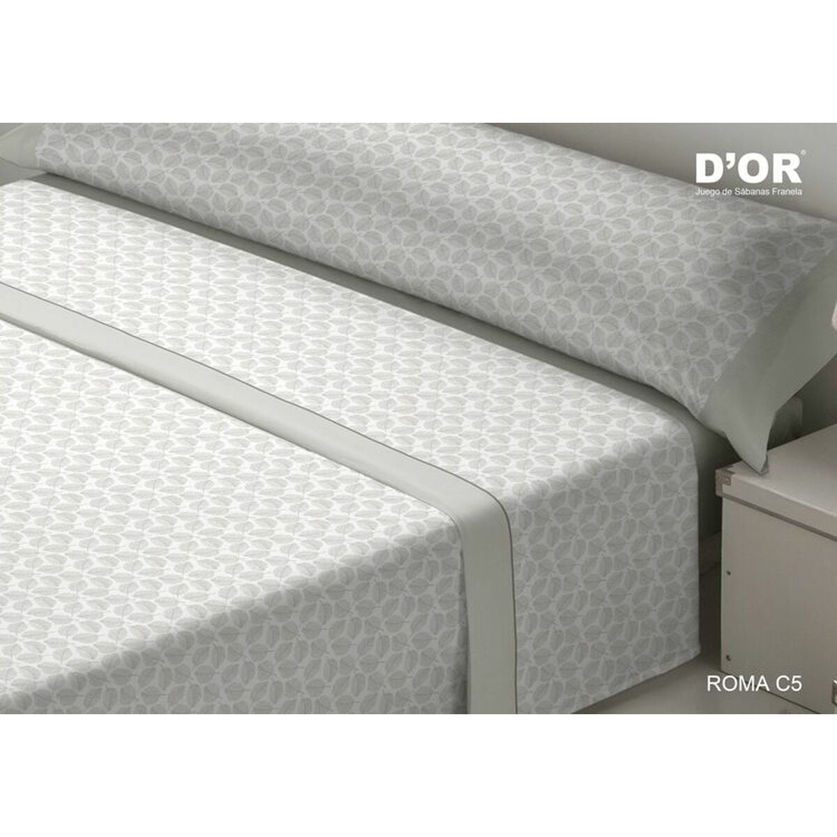 Set Di Lenzuola D'or Roma Grigio Singolo Franela