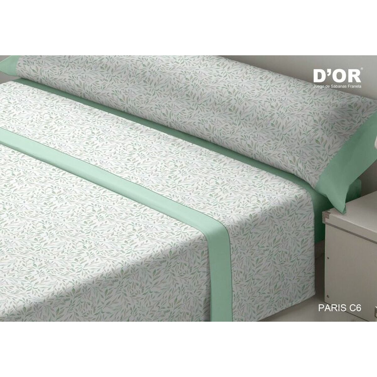 Set Di Lenzuola D'or Paris Verde Ala Francese Franela