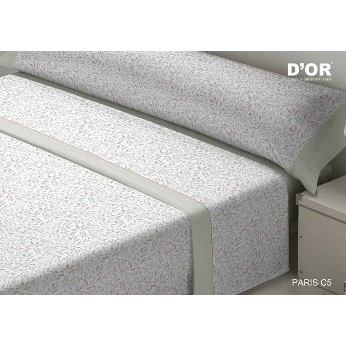 Set Di Lenzuola D'or Paris Grigio Ala Francese Franela