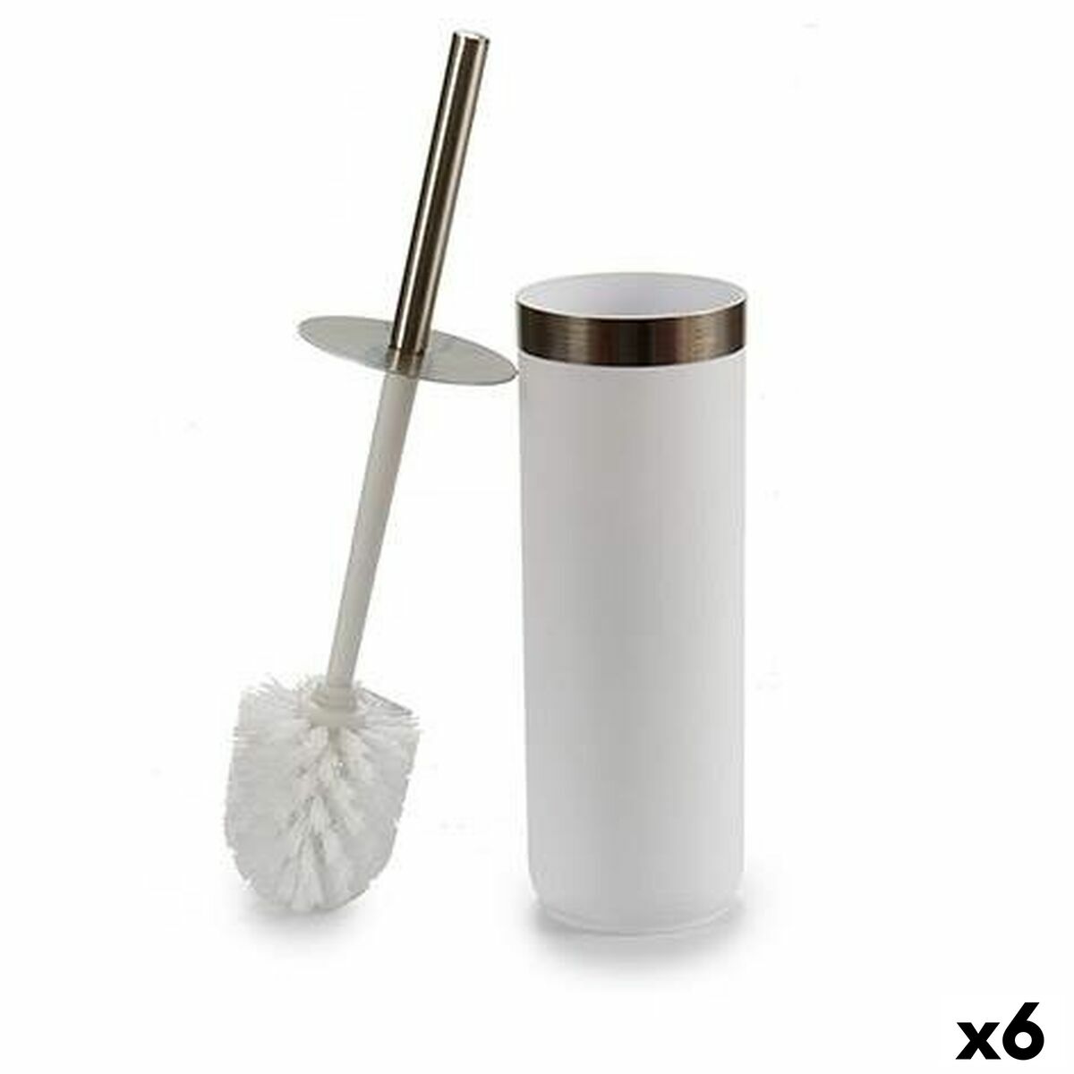 Scopino Per Il Bagno Berilo Bp15-005R-2 Bianco Argentato Plastica 9,5 X 38,5 X 9,5 Cm (6 Unità)