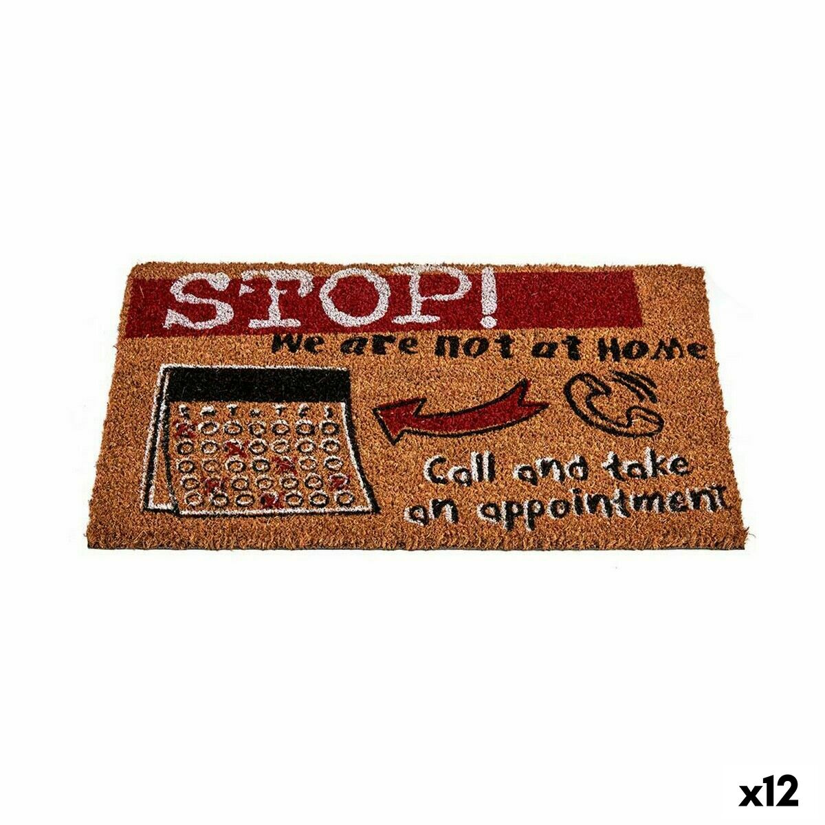 Zerbino Stop Nero Rosso Naturale Fibra Di Cocco 40 X 1,5 X 60 Cm (12 Unità)
