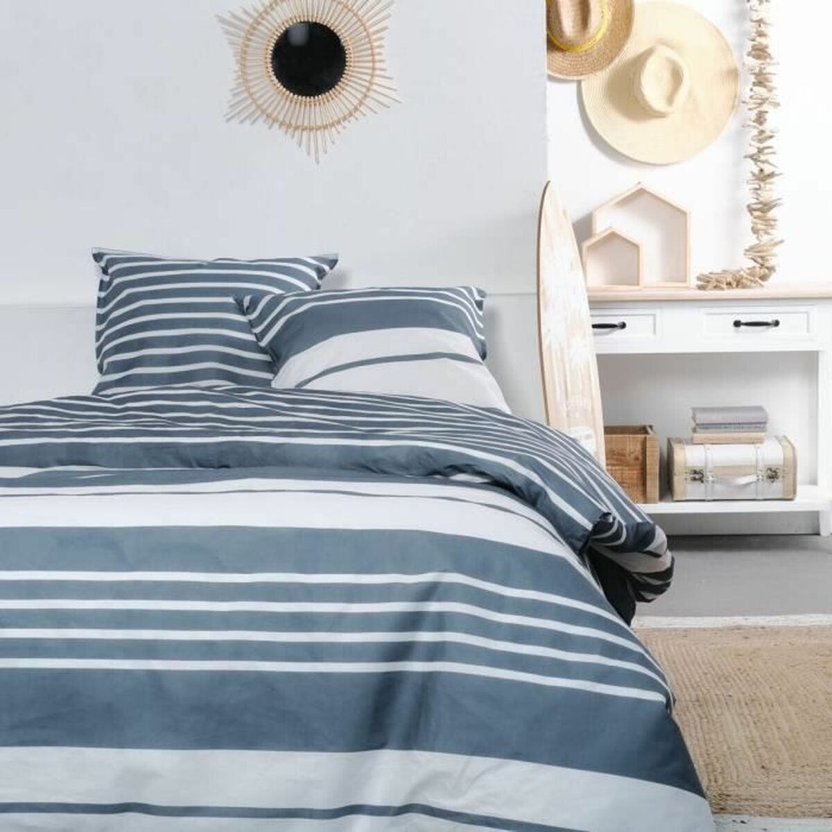 Set Di Copripiumino Today Azzurro Bianco 240 X 200 Cm A Strisce