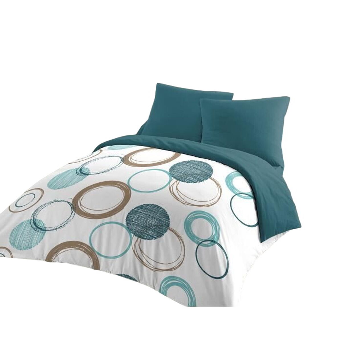 Set Di Copripiumino Home Linge Passion Bianco Verde 240 X 260 Cm Cerchi