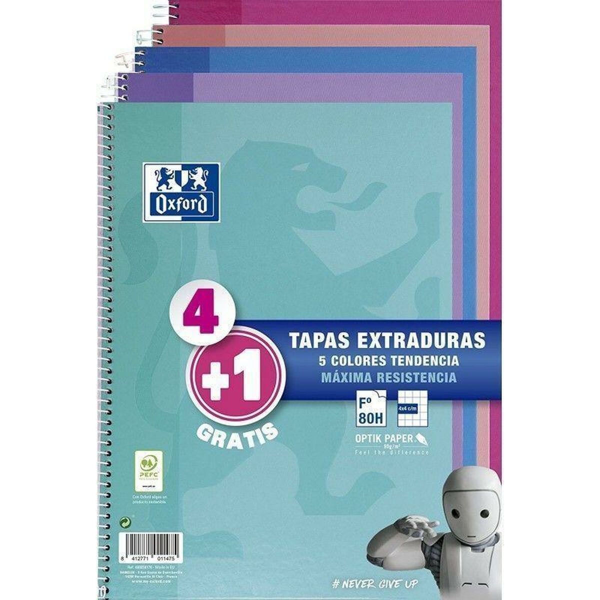 Quaderno Oxford Multicolore Din A4 80 Pagine 21,5 X 31,5 Cm 5 Pezzi