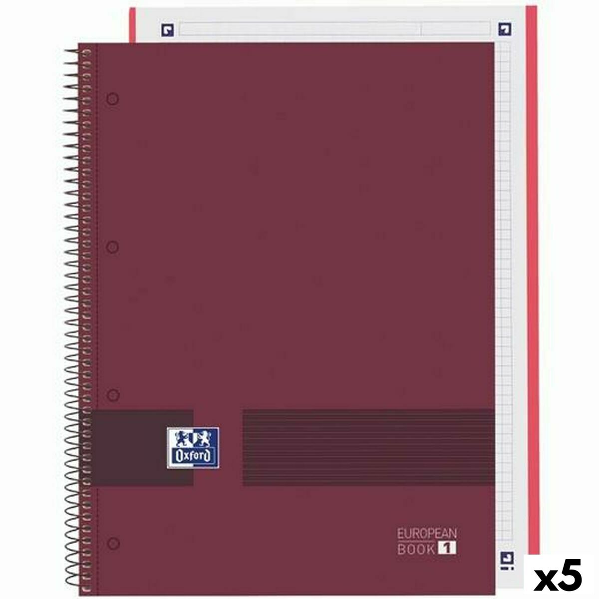 Quaderno Oxford European Book Write&erase Bordeaux A4 A4+ 80 Pagine (5 Unità)