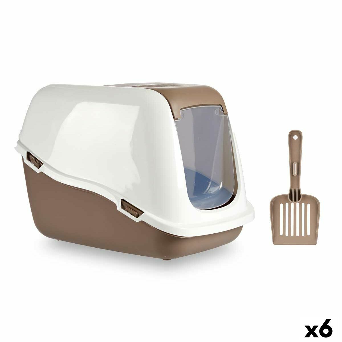 Lettiera Per Gatti Bianco Beige Plastica 39,7 X 57 X 39 Cm (6 Unità)