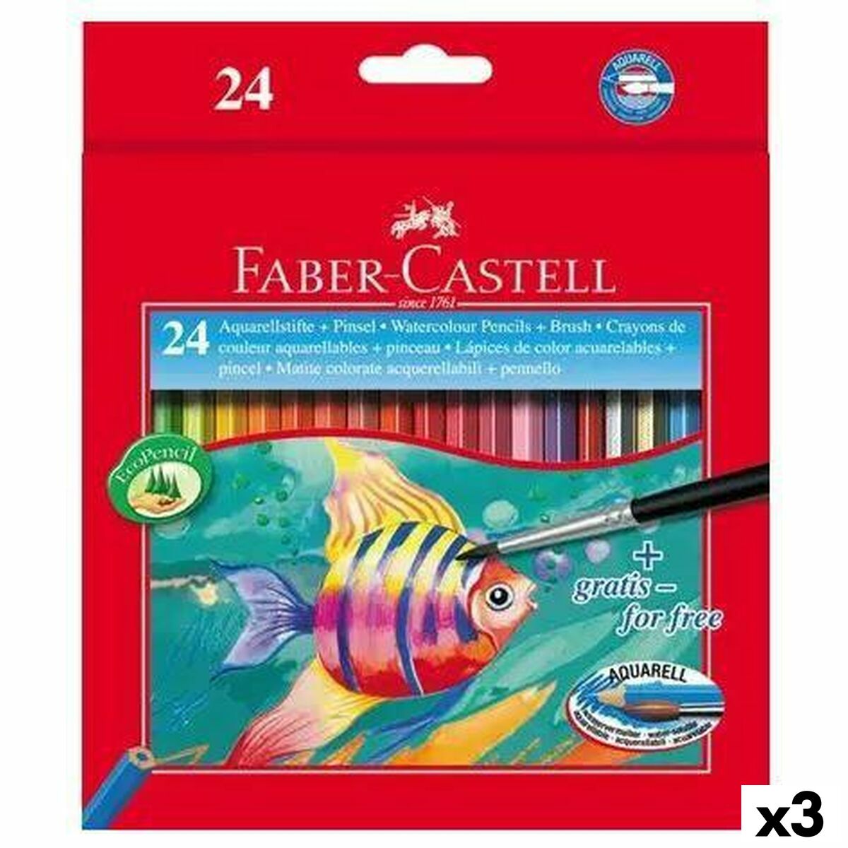 Matite Colorate Acquerellabili FabeR-Castell Multicolore 3 Pezzi
