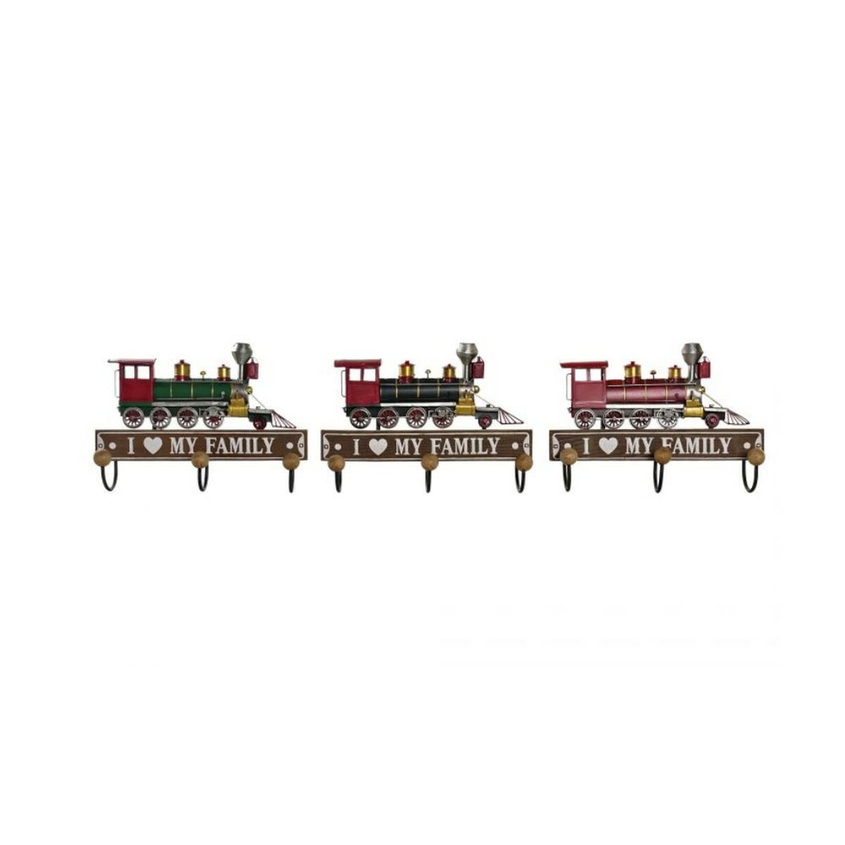 Appendiabiti Da Parete Dkd Home Decor 29 X 8 X 20 Cm Metallo Vintage Legno Mdf (3 Pezzi)