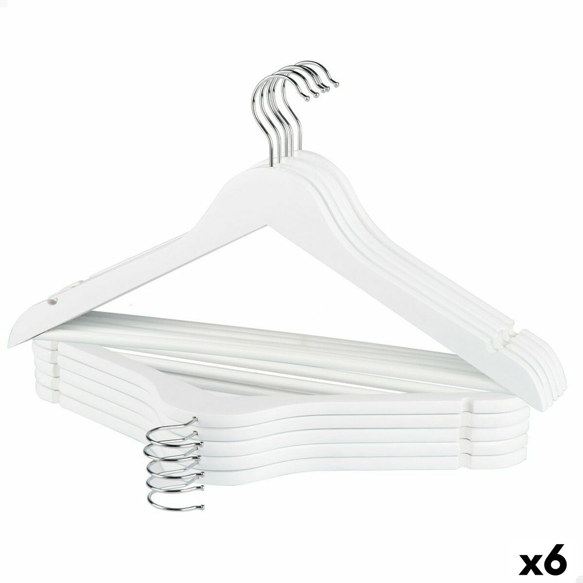 Set Di Grucce Max Home Bianco Legno Acciaio 44,5 X 23 X 1 Cm 10 Pezzi (6 Unità)