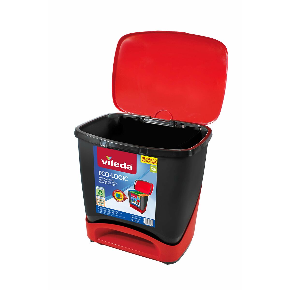 Secchio Della Spazzatura Vileda EcO-Logic Polipropilene 39 L Nero Rosso Rosso/nero
