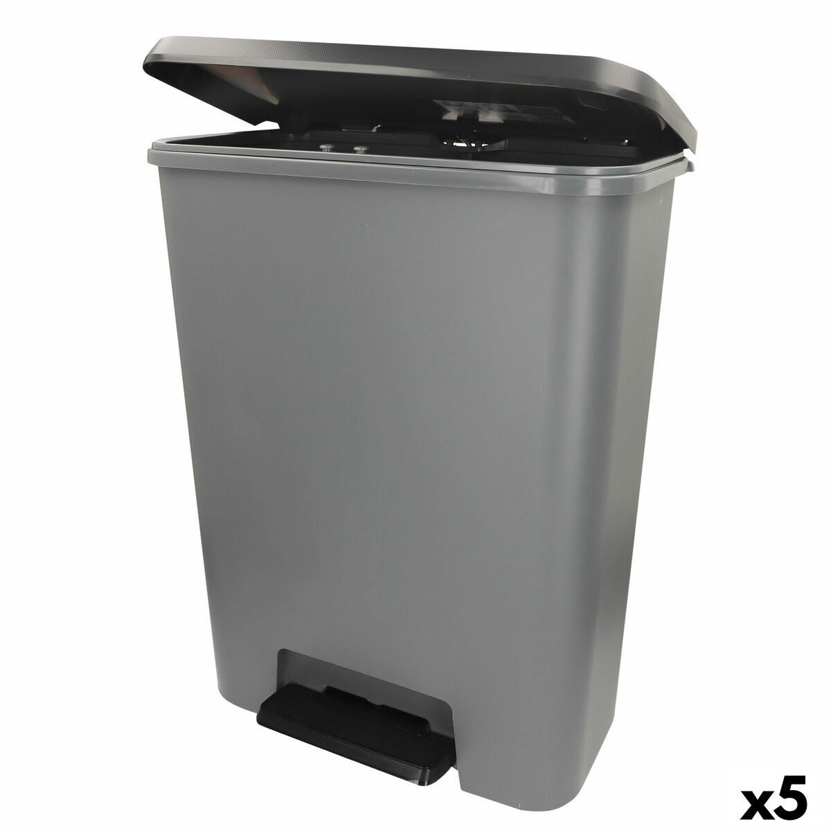 Secchio Della Spazzatura Curver Grigio Scuro Plastica 50 L (5 Unità)