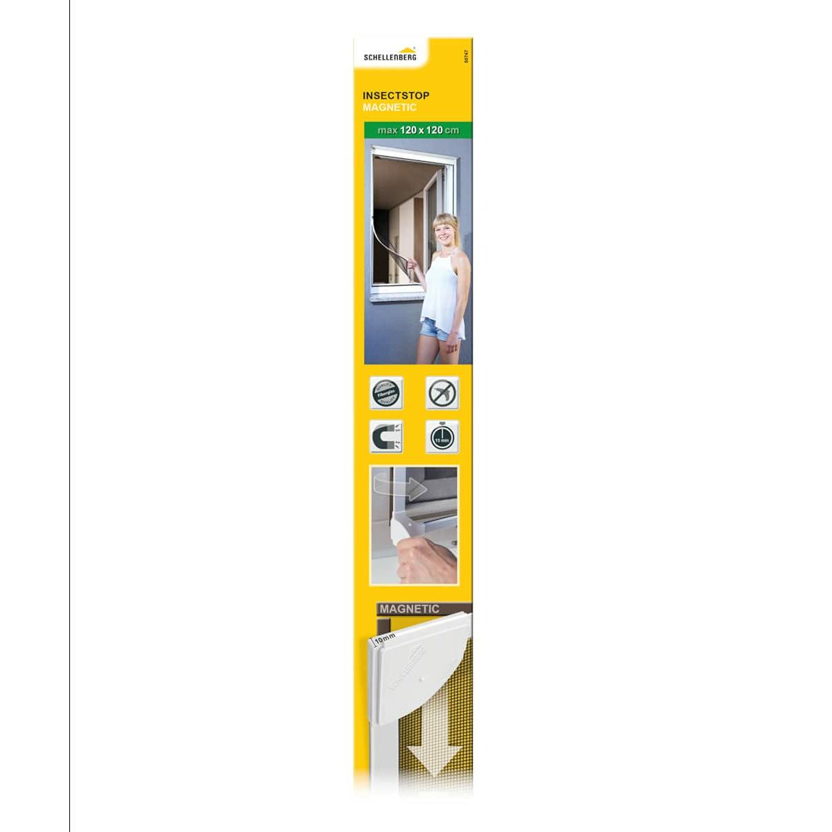 Zanzariera Schellenberg Magnetico Con Cornice Fibra Di Vetro Bianco (100 X 120 Cm)