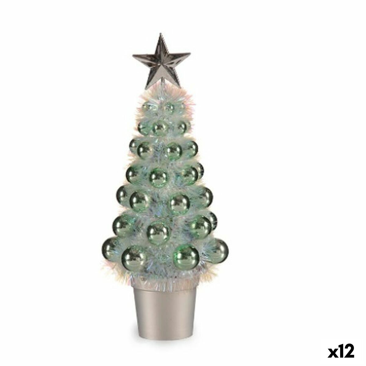 Albero Di Natale Krist+ 18ch315/iridescent Verde Polipropilene Pet Plastica Albero Di Natale 12,2 X 30 X 12,2 Cm (12 Unità)