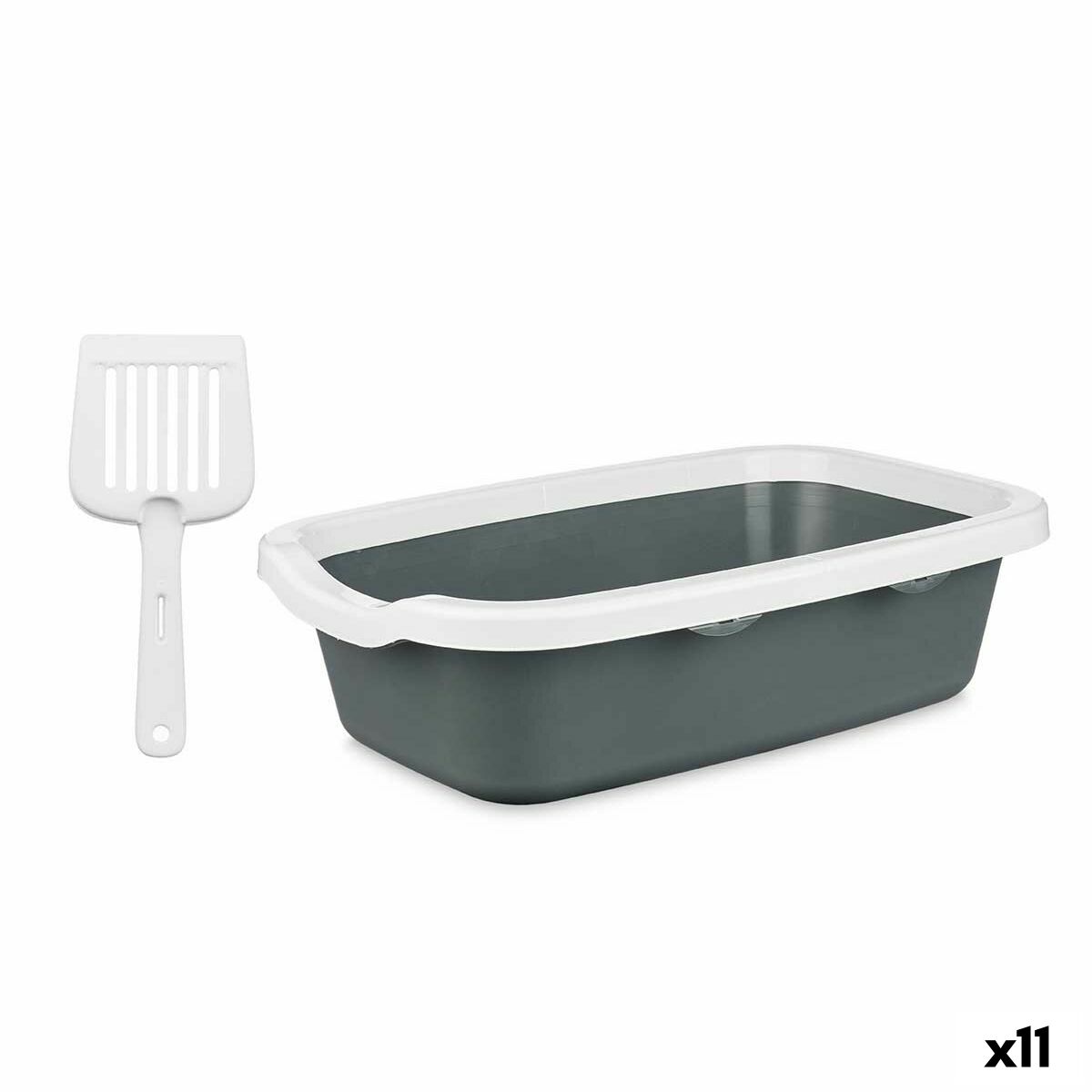 Lettiera Per Gatti Mascow 87954 Bianco Antracite Plastica 25 X 11 X 2 Cm (11 Unità)