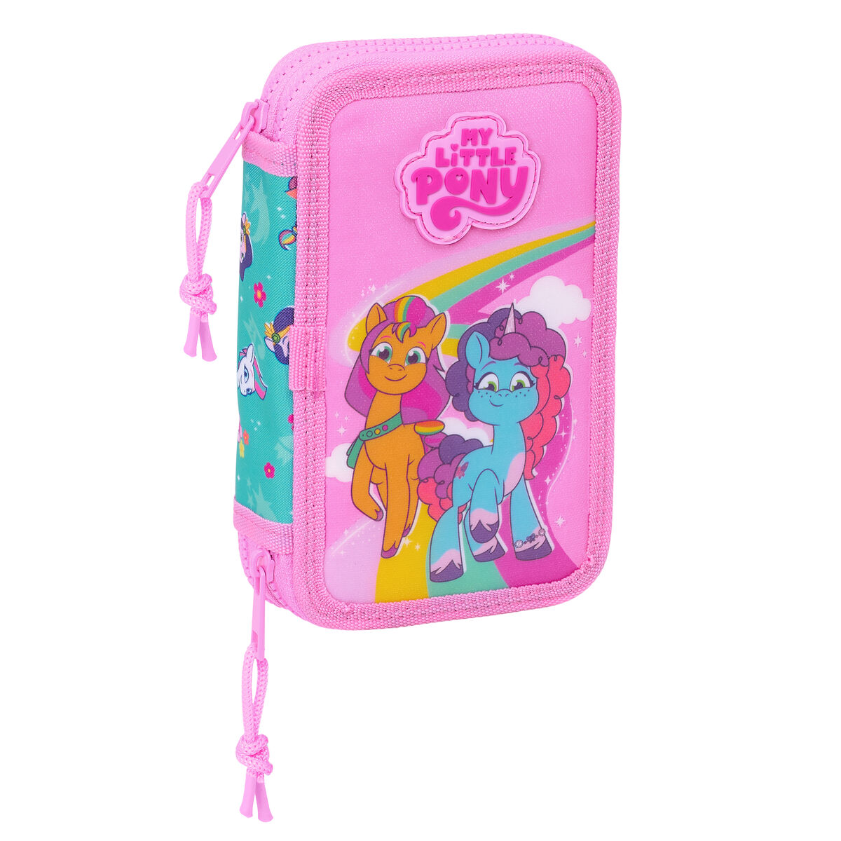 Astuccio Doppio My Little Pony Magic Rosa Turchese 12.5 X 19.5 X 4 Cm 28 Pezzi