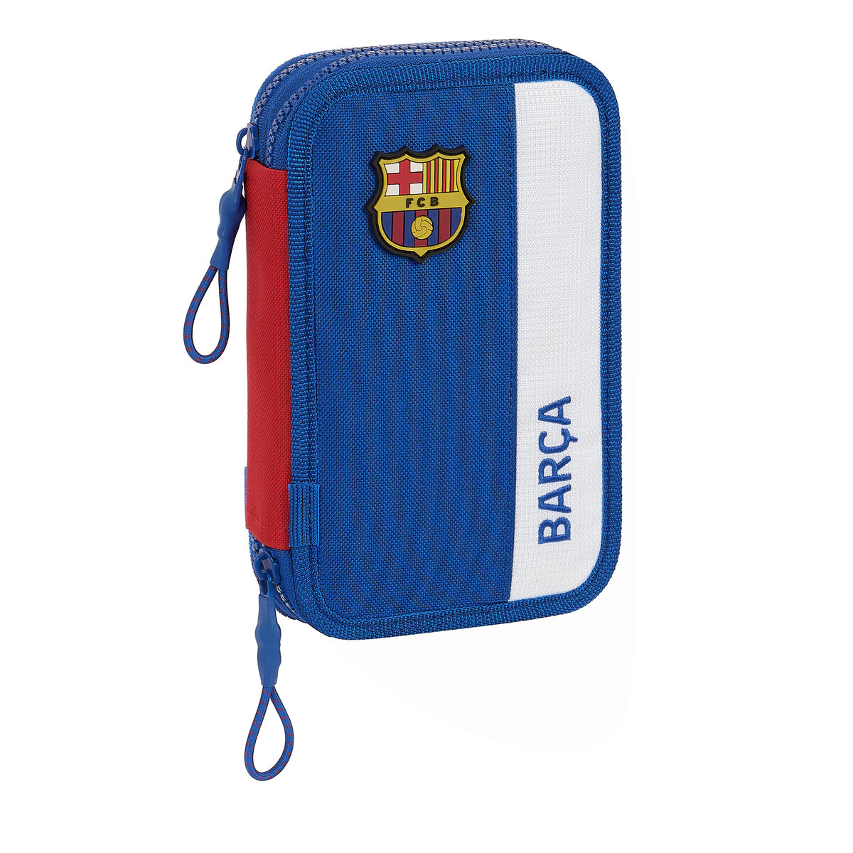 Astuccio Doppio F.c. Barcelona Azzurro Rosso Granato 12.5 X 19.5 X 4 Cm (28 Pezzi)