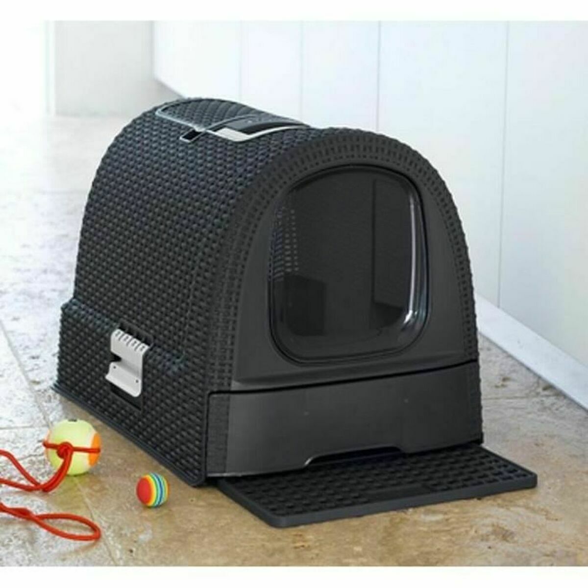 Lettiera Per Gatti Curver 198846 Bianco Antracite Grafite 3,5 X 3,5 X 1 Cm 51 X 38,5 X 39,5 Cm Plastica