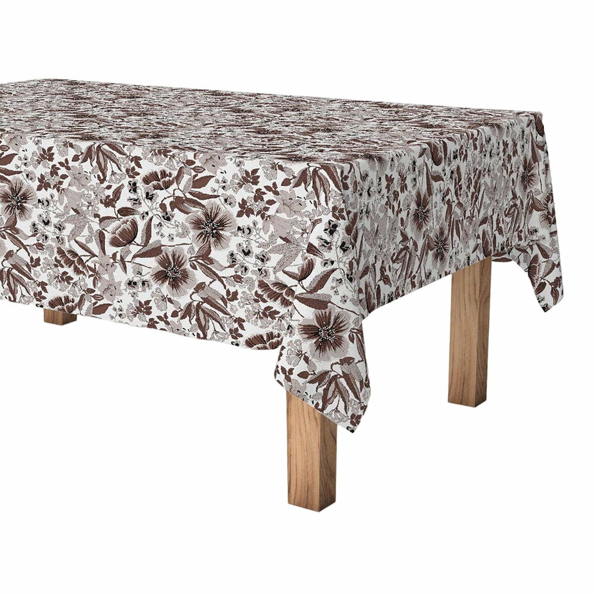 Rotolo Di Tovaglia Exma Antimacchia Fiori 140 Cm X 25 M Marrone