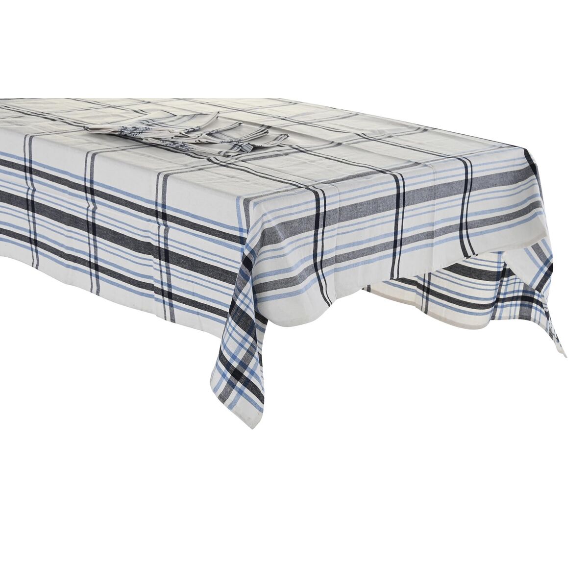 Tovaglia E Tovaglioli Dkd Home Decor 150 X 150 X 0,5 Cm Nero Beige Azzurro Bianco