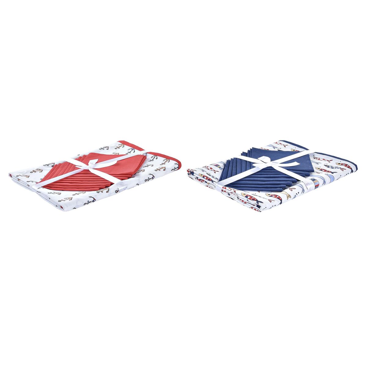 Set Biancheria Da Tavola Dkd Home Decor 150 X 250 X 0,5 Cm Rosso Azzurro Bianco (2 Unità)