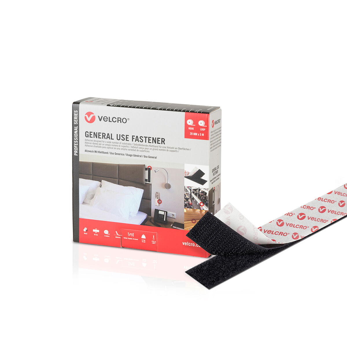 Nastro Biadesivo Velcro Nero 20 Mm X 25 M