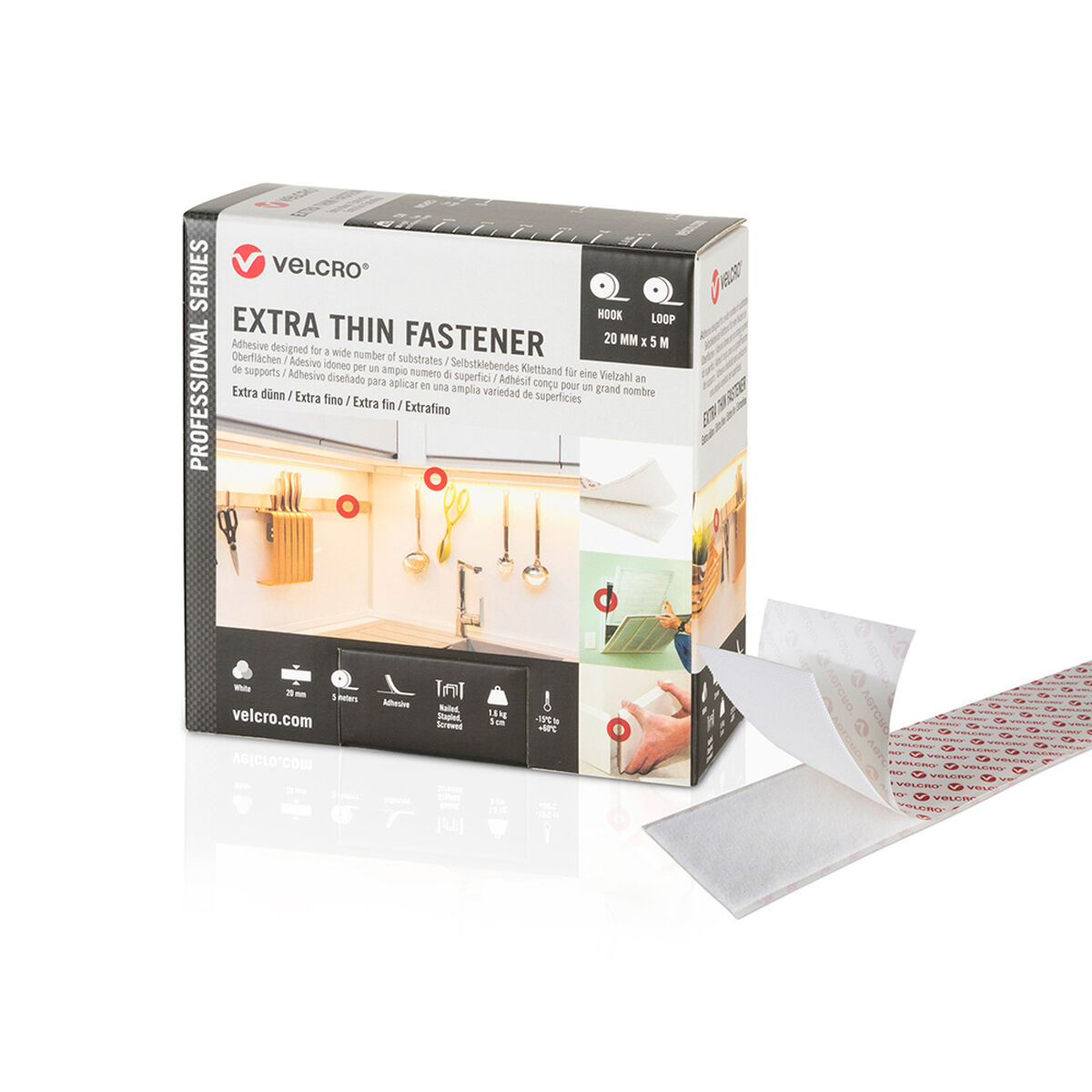 Nastro Biadesivo Velcro Bianco 20 Mm X 5 M