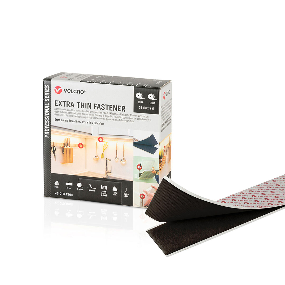 Nastro Biadesivo Velcro Nero 20 Mm X 5 M