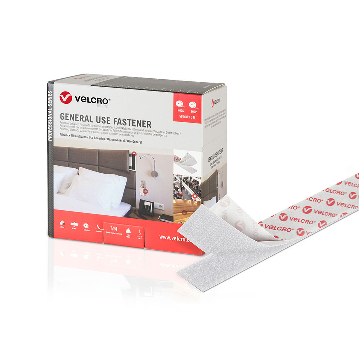Nastro Biadesivo Velcro Bianco 50 Mm X 5 M