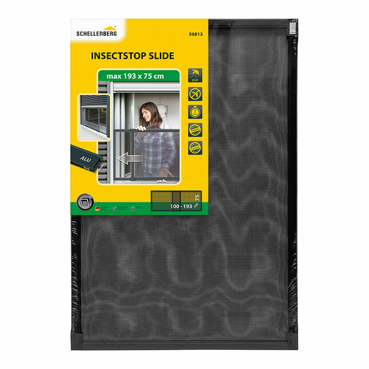 Zanzariera Schellenberg Antracite Alluminio Estensibile Con Cornice Fibra Di Vetro 75 X 100 cm