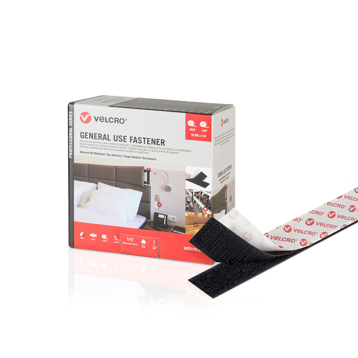 Nastro Biadesivo Velcro Nero 50 Mm X 5 M