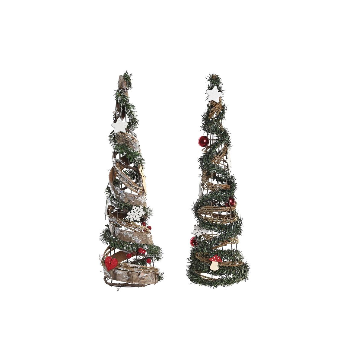 Albero Di Natale Dkd Home Decor Naturale Rosso Metallo Verde (14 X 14 X 51 Cm) (2 Unità)