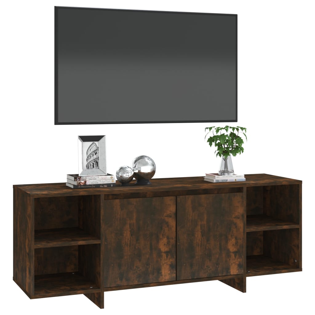 vidaXL Mueble de TV madera de ingeniería roble ahumado 130x35x50 cm - Image 4