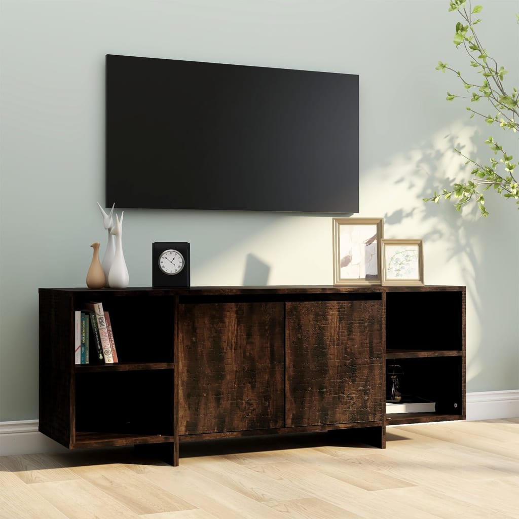 vidaXL Mueble de TV madera de ingeniería roble ahumado 130x35x50 cm - Image 3
