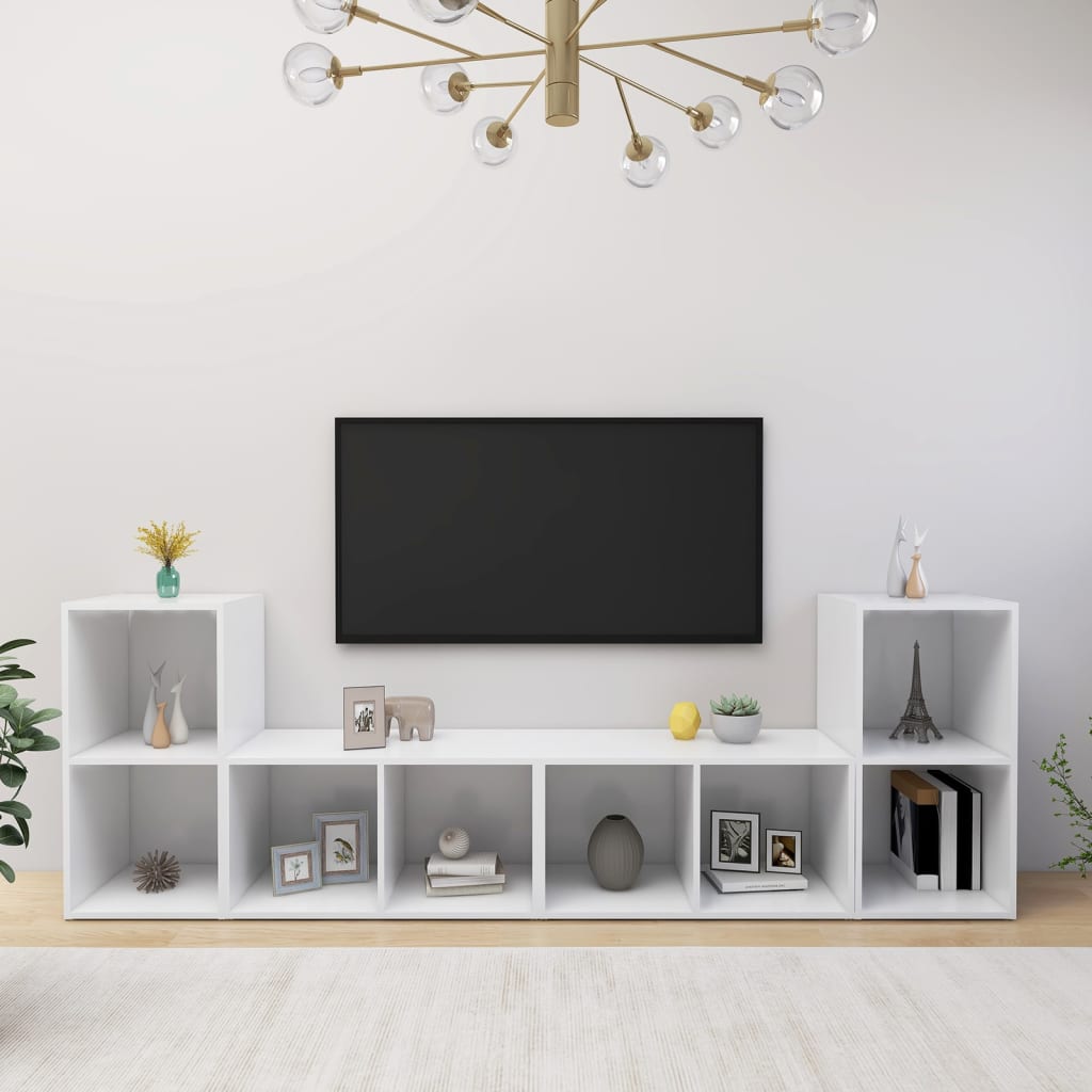 vidaXL Muebles de salón 4 pzas madera ingeniería blanco 72x35x36,5 cm