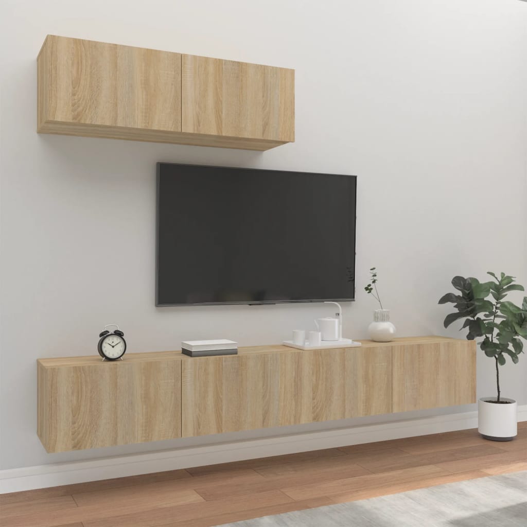 vidaXL Set de muebles para TV 3 pzas madera contrachapada roble sonoma