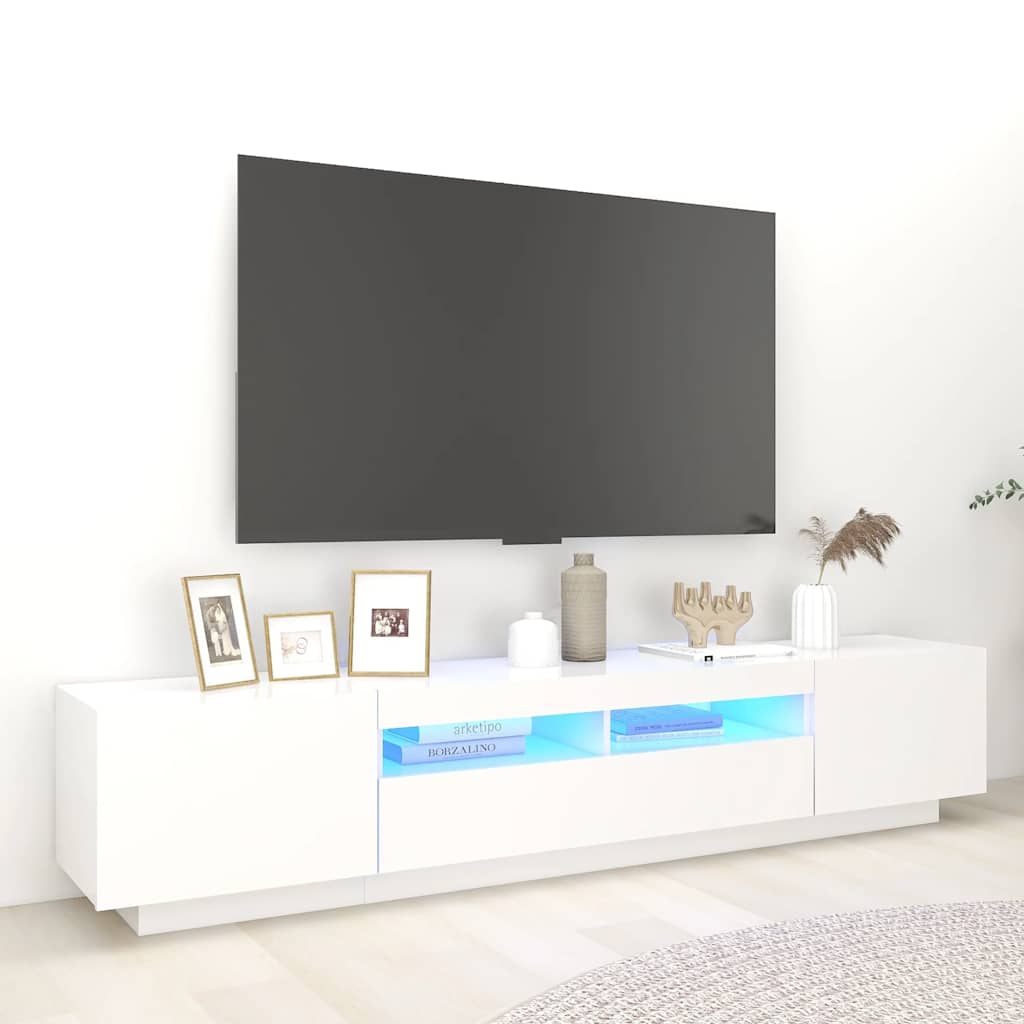 vidaXL Mueble para TV con luces LED blanco 200x35x40 cm