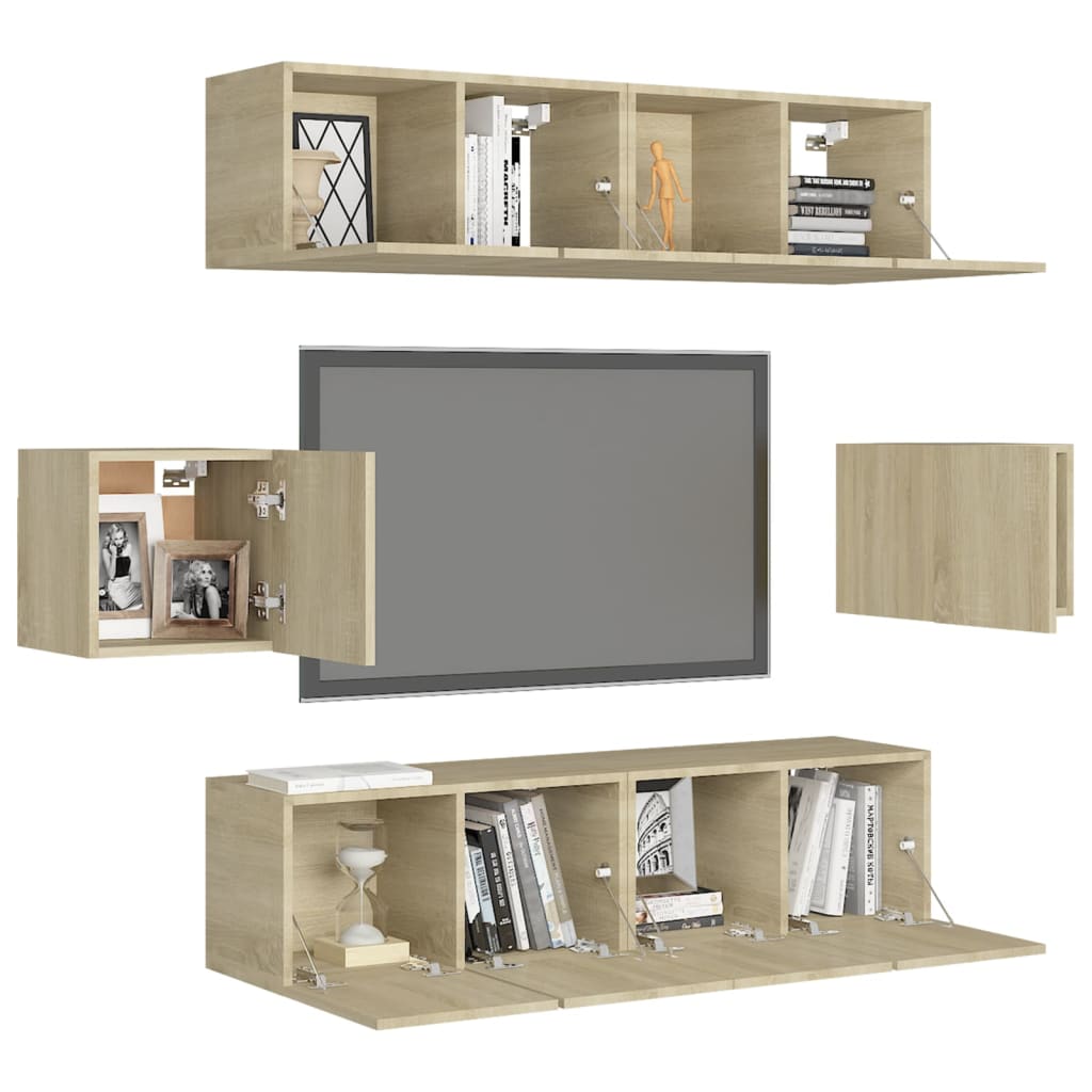 vidaXL Juego de muebles de salón 6 piezas roble Sonoma - Image 3