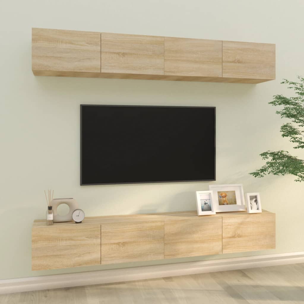 vidaXL Muebles de TV 4 piezas roble Sonoma 100x30x30 cm