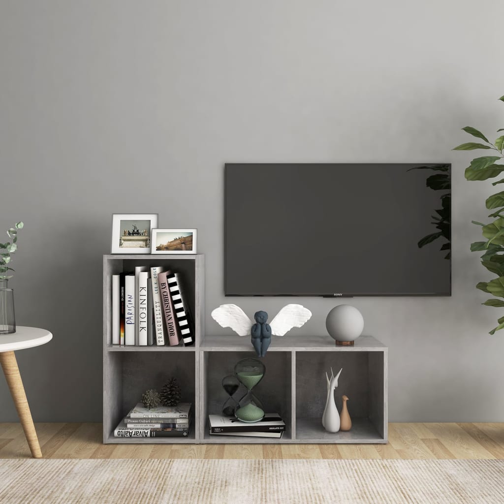vidaXL Muebles de salón 2 piezas madera ingeniería gris hormigón