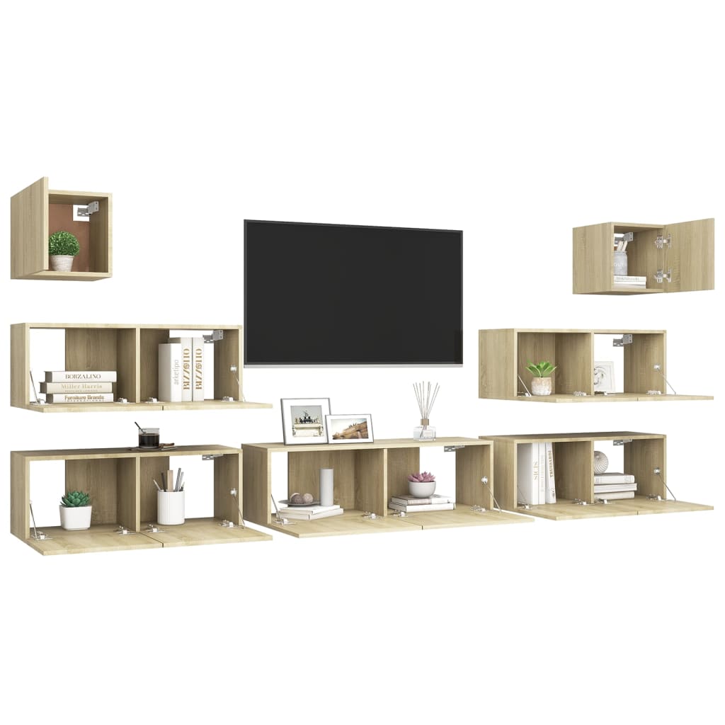 vidaXL Juego de muebles de salón 7 piezas roble Sonoma - Image 3