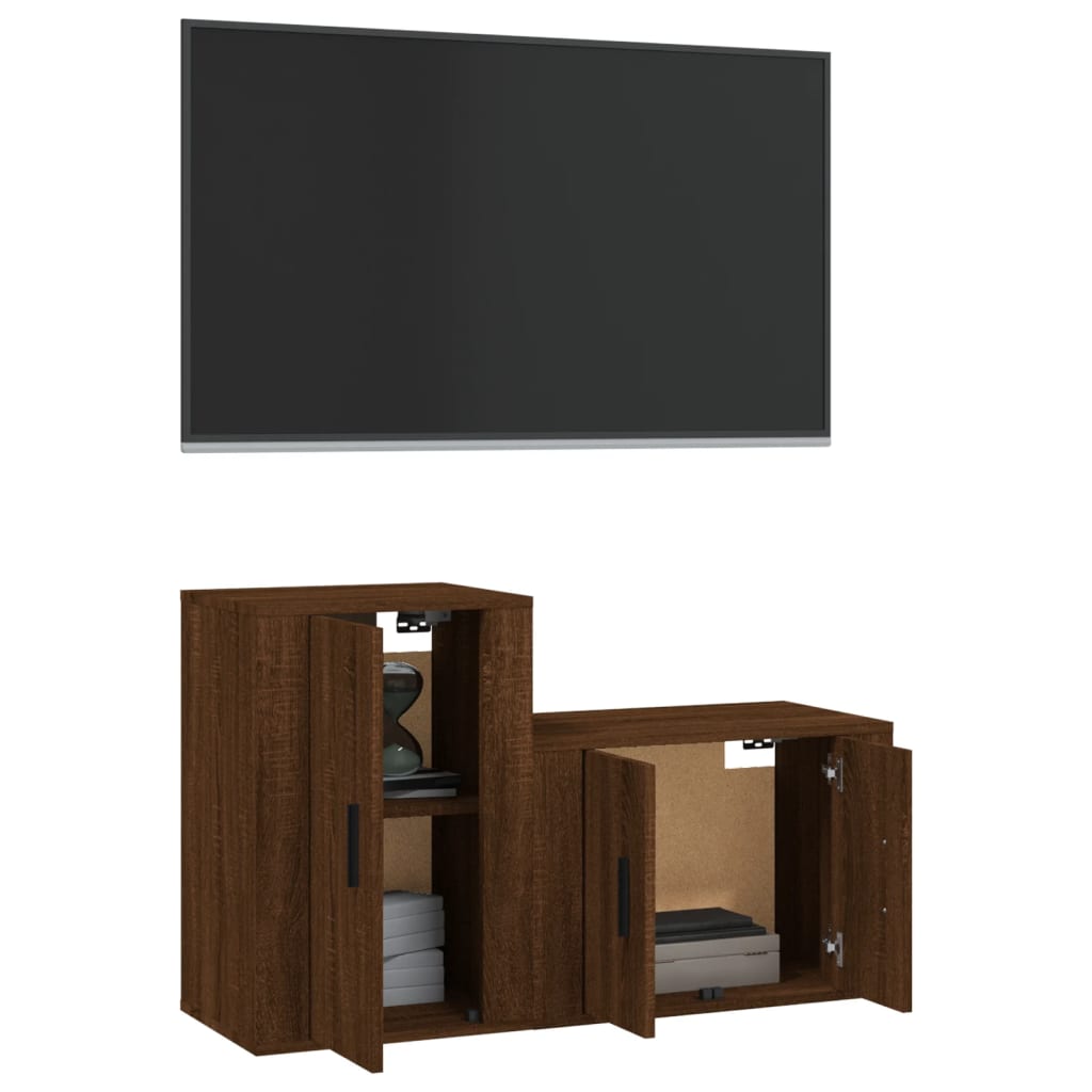 vidaXL Set de muebles para TV 2 pzas madera contrachapada roble marrón - Image 3
