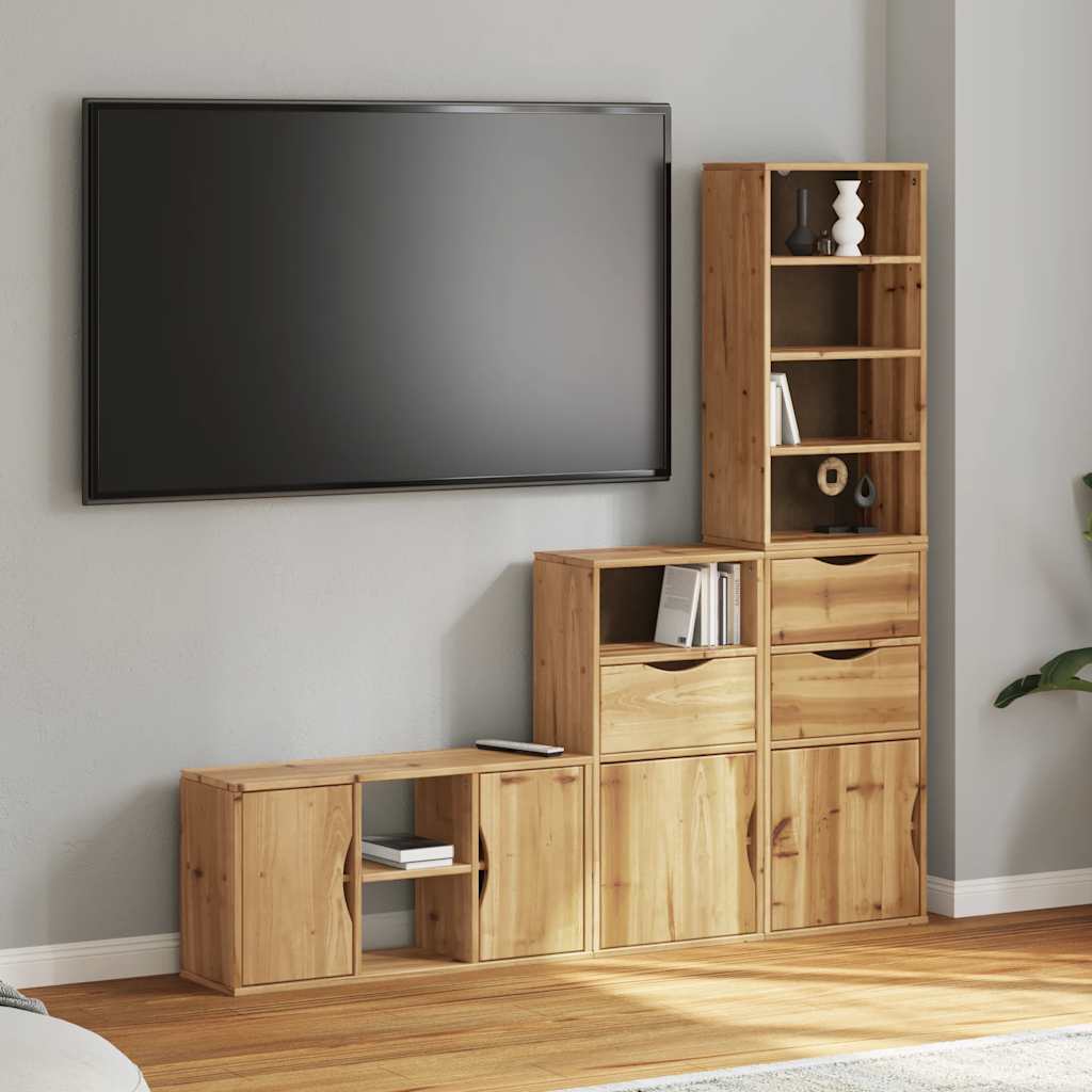 vidaXL Muebles de TV 4 uds. con almacenaje "ODDA" madera maciza pino